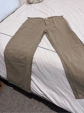 Khaki Wide-Leg Drawstring sport  Pants jeans Still Here like